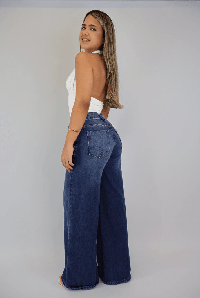 Calça Jeans Wide Leg Cintura Baixa